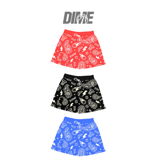 Dime - Paisley Hoops (Mesh Short - Blk, Red, Blue)